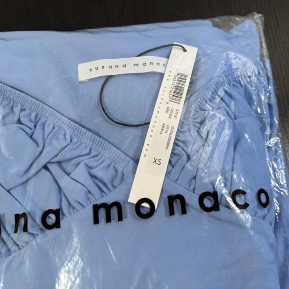 Susana Monaco Off The Shoulder High Low Hem Dress Vista/Blue Size XS - NWT